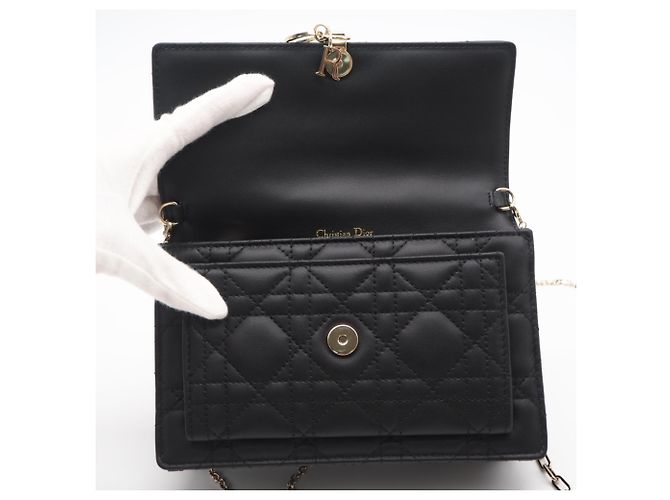 Borsa a tracolla Christian Dior Cannage Lambskin My Daily Chain Pouch - vista 11