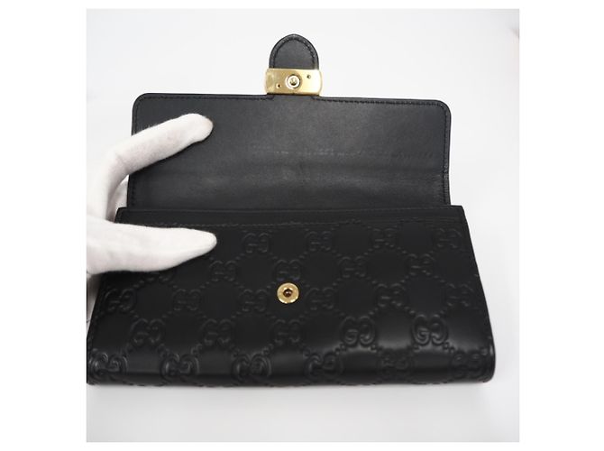 Cartera Continental Gucci de piel con G entrelazadas Negro - vista 10