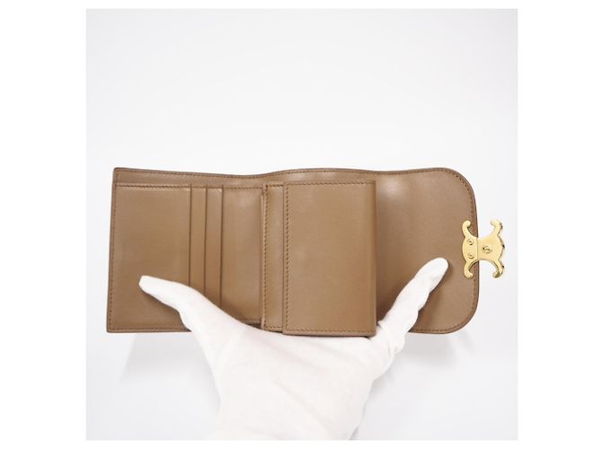 Céline Portafoglio a patta Small Triomphe Celine Marrone - vista 10