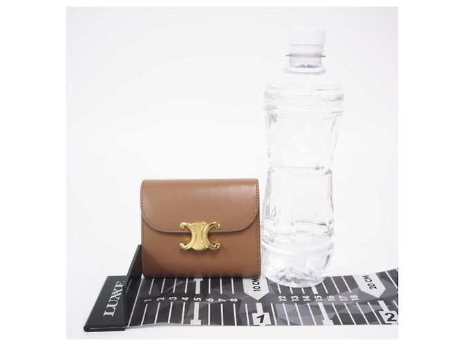 Céline Portafoglio a patta Small Triomphe Celine Marrone - vista 3