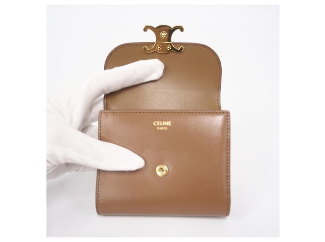 Céline Portafoglio a patta Small Triomphe Celine Marrone - vista 9