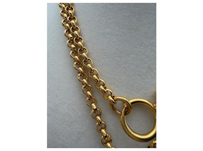 Collier pendentif Chanel CC Doré - vue 7