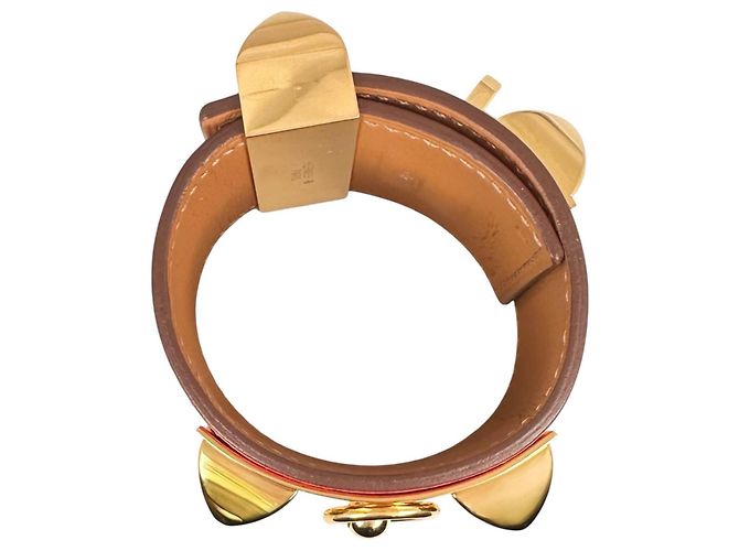 Hermès Hermes Collier de Chien Bangle in Leather Red - view 2