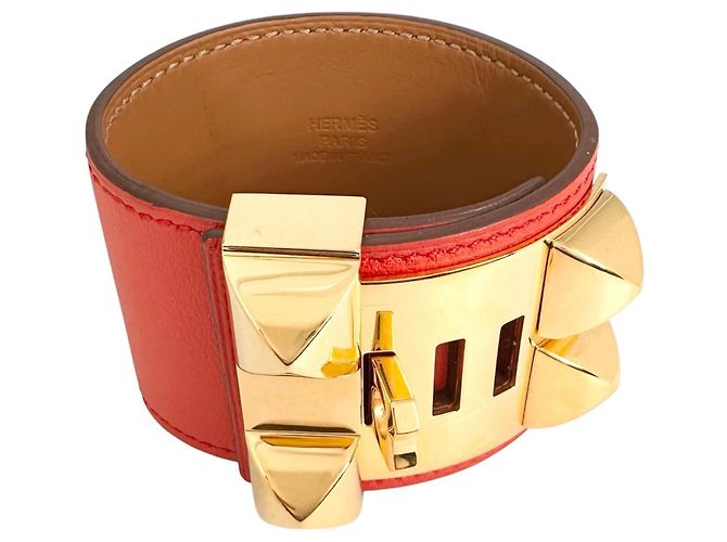Hermès Hermes Collier de Chien Bangle in Leather Red - view 3