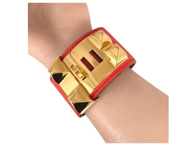 Hermès Hermes Collier de Chien Bangle in Leather Red - view 5