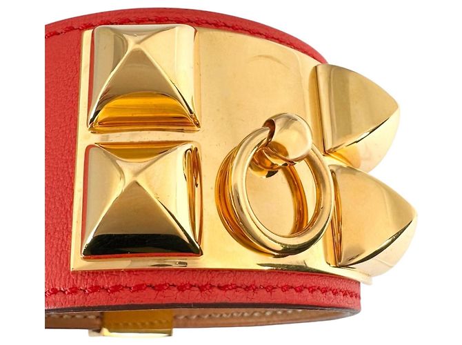 Hermès Hermes Collier de Chien Bangle in Leather Red - view 6