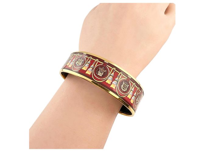 Hermès Bangles in metallo smaltato rosso Hermes GM - vista 4
