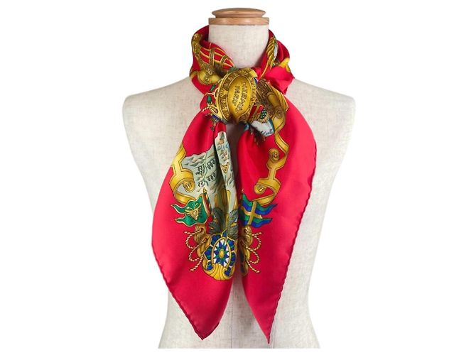 Hermès Hermes Voiles de Lumiere Roter Seidenschal Mehrfarben - Ansicht 2