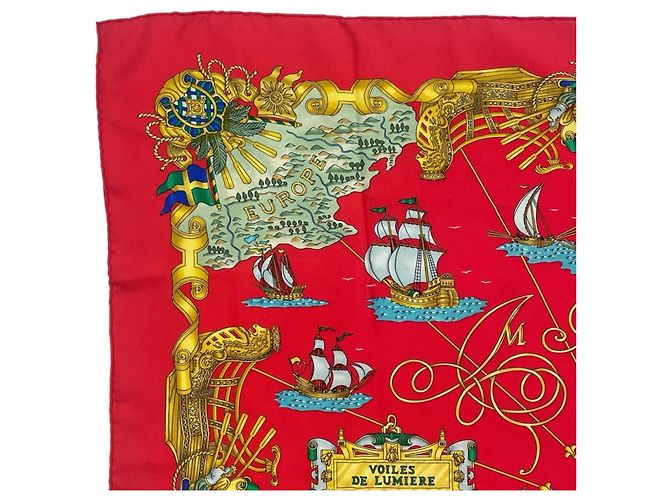 Hermès Hermes Voiles de Lumiere Roter Seidenschal Mehrfarben - Ansicht 3