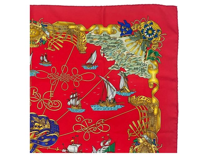 Hermès Hermes Voiles de Lumiere Roter Seidenschal Mehrfarben - Ansicht 4