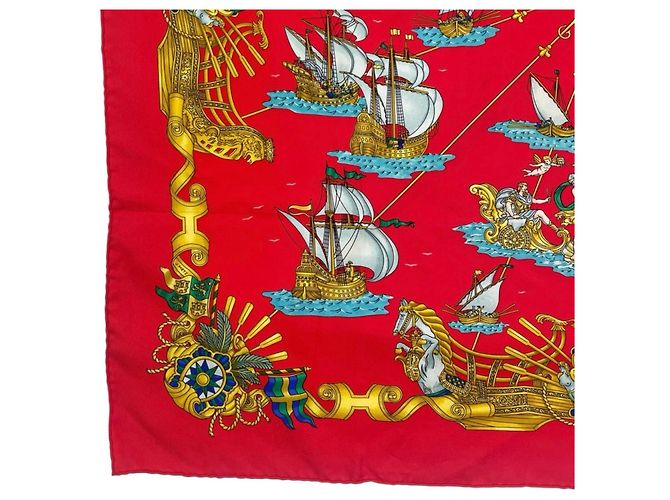 Hermès Hermes Voiles de Lumiere Roter Seidenschal Mehrfarben - Ansicht 5
