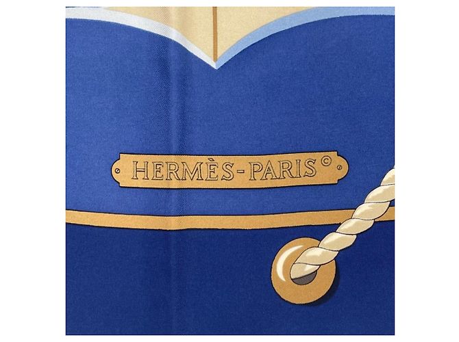Silk In Hermès Foulard Hermes Carre 90 Grand Largue Bianco Blu - vista 7