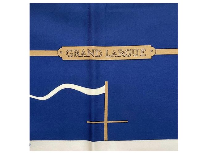Silk In Hermès Foulard Hermes Carre 90 Grand Largue Bianco Blu - vista 8