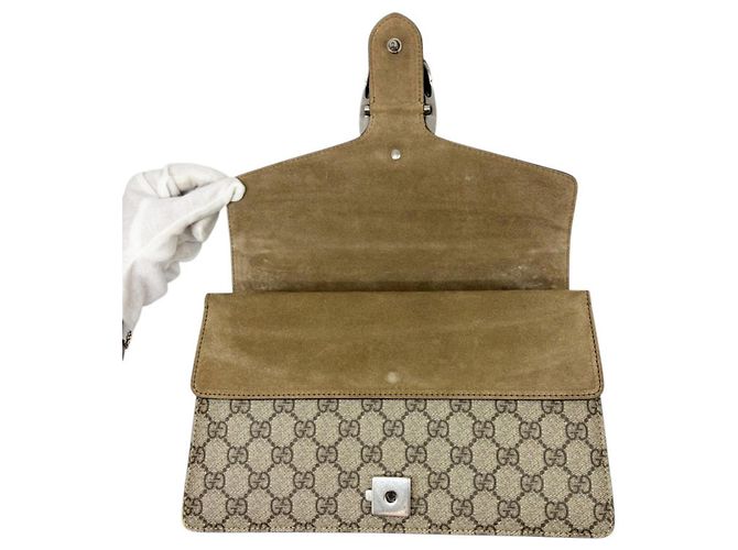 Borsa a tracolla con catena Gucci Dionysus GG Supreme Beige - vista 10