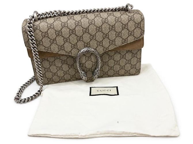 Borsa a tracolla con catena Gucci Dionysus GG Supreme Beige - vista 17
