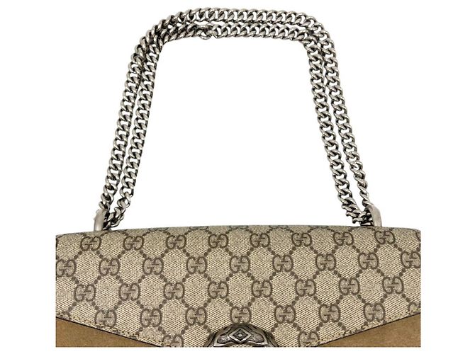 Borsa a tracolla con catena Gucci Dionysus GG Supreme Beige - vista 9