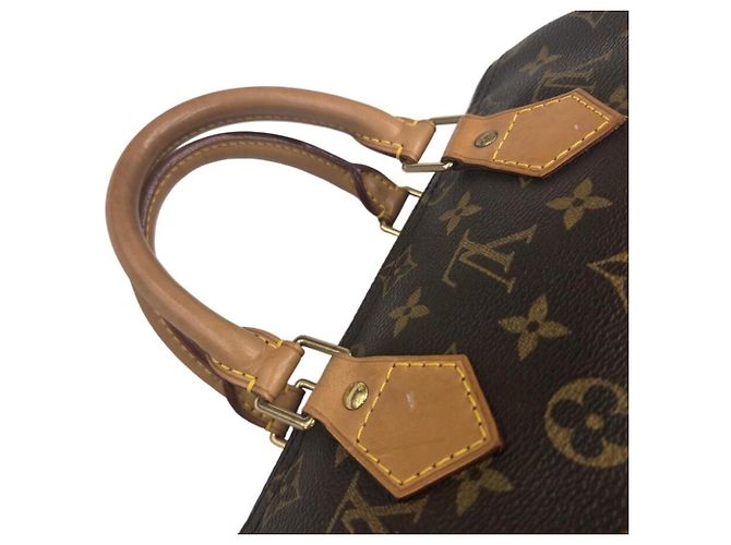 Louis Vuitton Speedy 25 Monogram Handbag Brown White - view 10