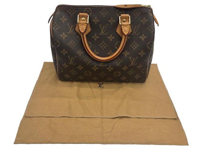 Louis Vuitton Speedy 25 Monogram Handbag Brown White - view 14