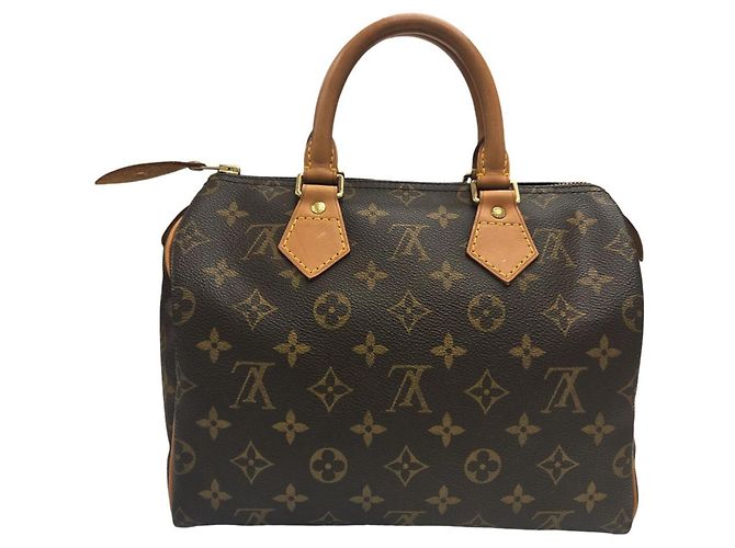 Louis Vuitton Speedy 25 Monogram Handbag Brown White - view 2