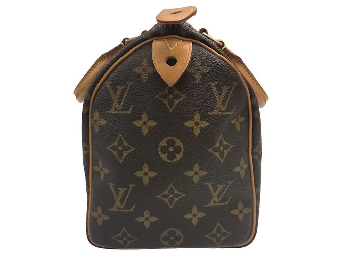 Louis Vuitton Speedy 25 Monogram Handbag Brown White - view 4