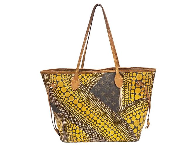 Sac cabas Louis Vuitton Neverfull MM Marron Jaune Monogramme - vue 2