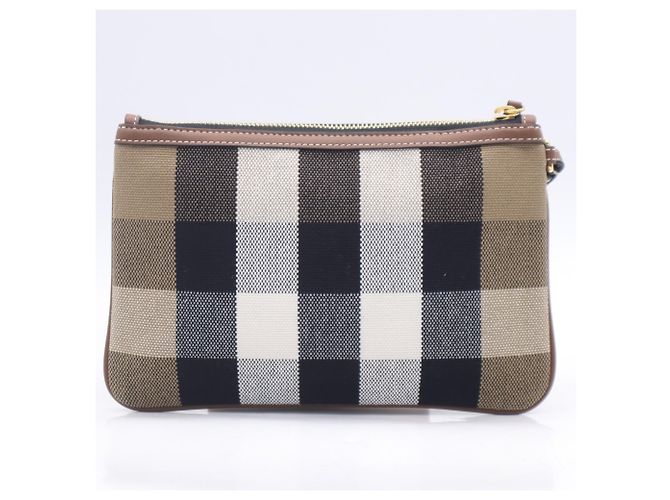 Pochette de poignet Burberry Cotton New Peyton Marron Noir Blanc - vue 2