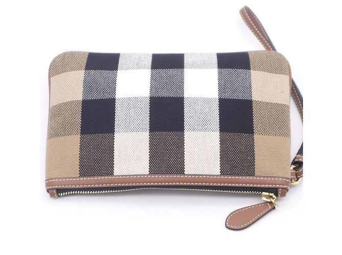 Pochette de poignet Burberry Cotton New Peyton Marron Noir Blanc - vue 5