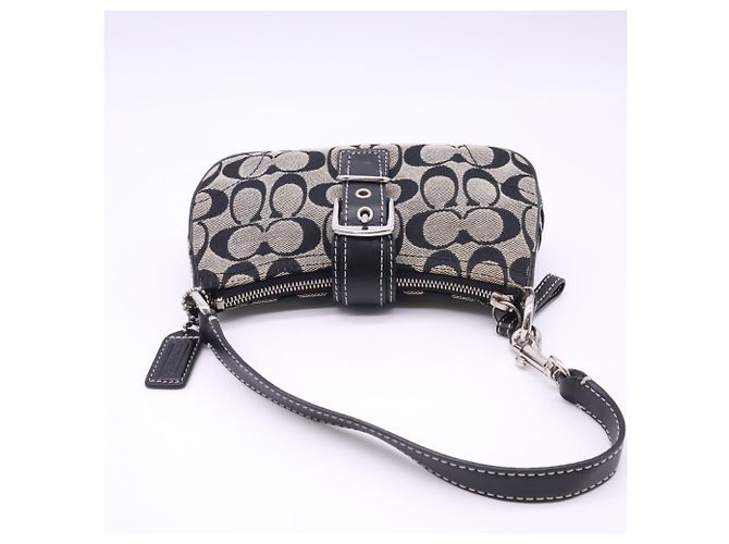 Borsa Demi Pouch COACH Canvas Signature Buckle Marrone Nero - vista 10