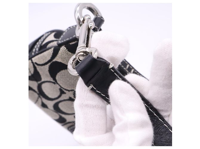 Borsa Demi Pouch COACH Canvas Signature Buckle Marrone Nero - vista 12