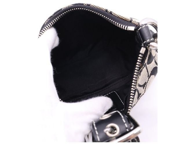 Borsa Demi Pouch COACH Canvas Signature Buckle Marrone Nero - vista 16
