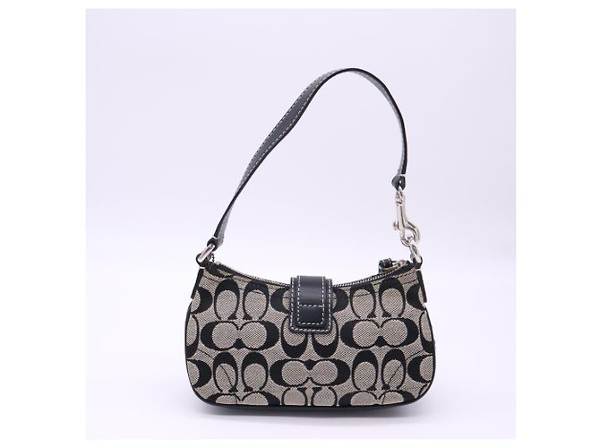 Borsa Demi Pouch COACH Canvas Signature Buckle Marrone Nero - vista 2