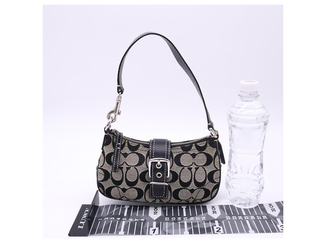 Borsa Demi Pouch COACH Canvas Signature Buckle Marrone Nero - vista 3