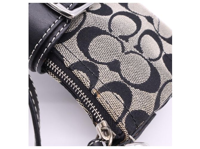 Borsa Demi Pouch COACH Canvas Signature Buckle Marrone Nero - vista 5