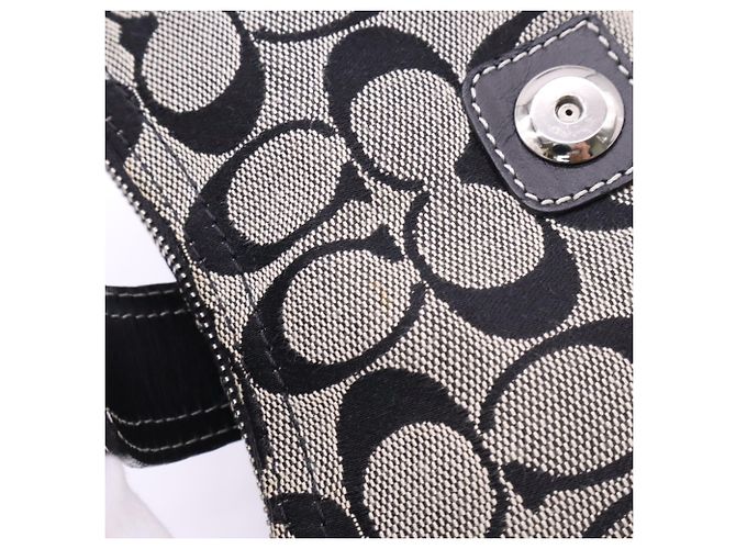 Borsa Demi Pouch COACH Canvas Signature Buckle Marrone Nero - vista 6