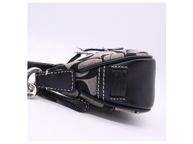 Borsa Demi Pouch COACH Canvas Signature Buckle Marrone Nero - vista 7