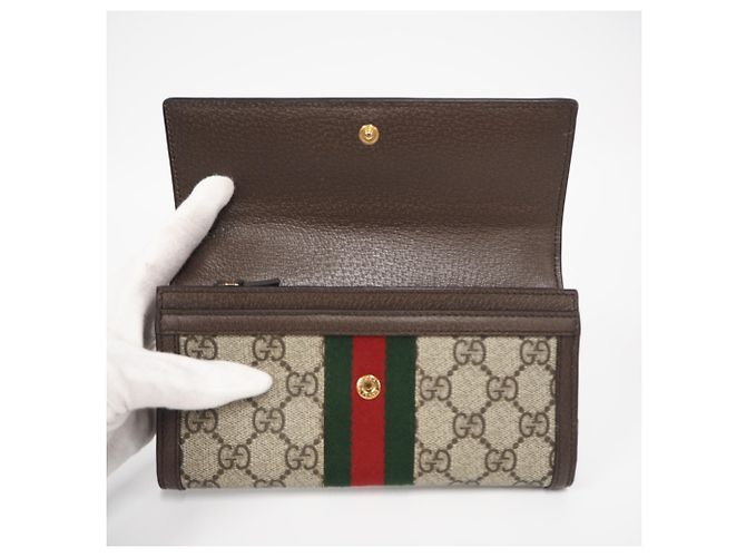 Portafoglio Continental GUCCI GG Supreme Ophidia Marrone Multicolore Beige - vista 10