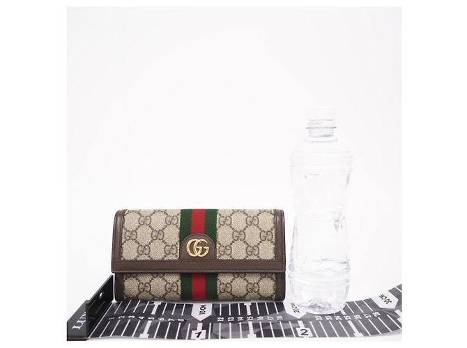 Portafoglio Continental GUCCI GG Supreme Ophidia Marrone Multicolore Beige - vista 3