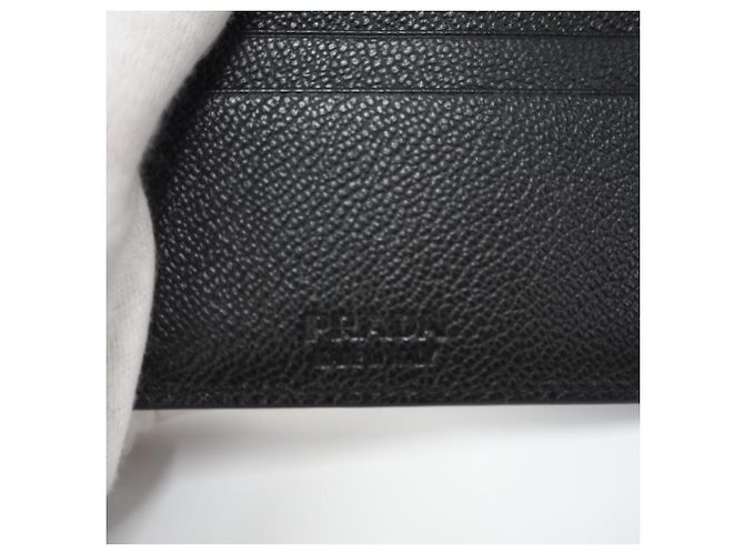 Prada Vitello Daino Triangle Logo Bi-fold Wallet Navy blue - view 14
