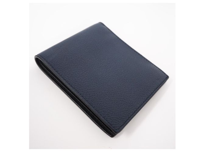 Prada Vitello Daino Triangle Logo Bi-fold Wallet Navy blue - view 2