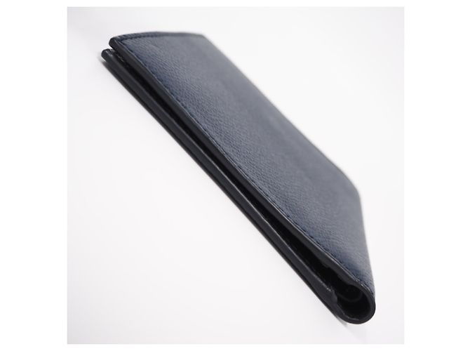 Prada Vitello Daino Triangle Logo Bi-fold Wallet Navy blue - view 6