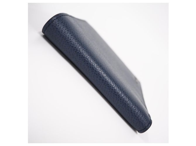 Prada Vitello Daino Triangle Logo Bi-fold Wallet Navy blue - view 8