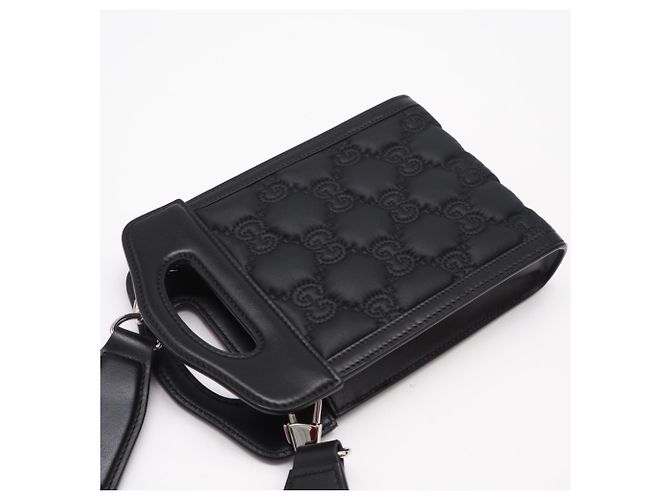 Mini Borsa Top Handle Gucci GG Matelassé Nero Porpora - vista 2
