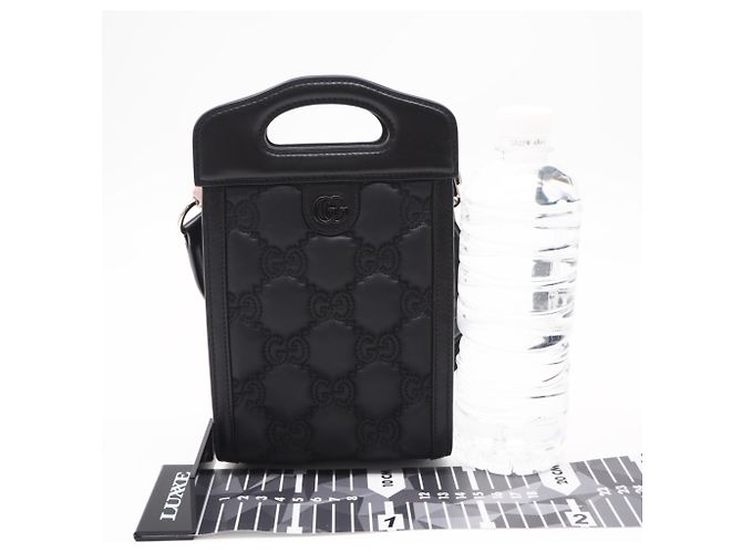 Mini Borsa Top Handle Gucci GG Matelassé Nero Porpora - vista 3