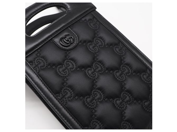 Mini Borsa Top Handle Gucci GG Matelassé Nero Porpora - vista 4