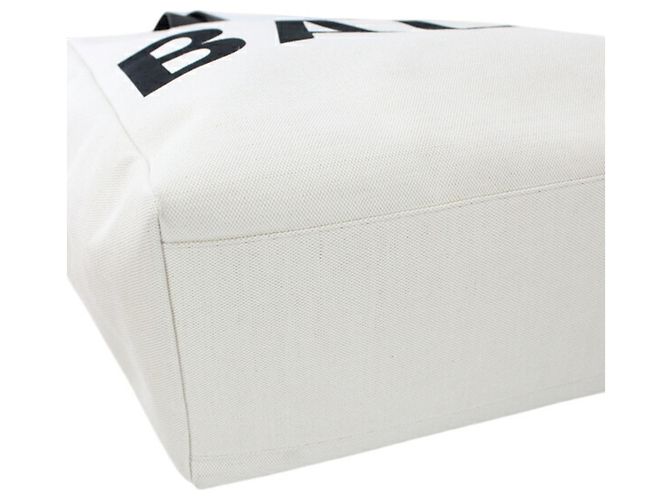 Borsa Tote Balenciaga in tela e pelle Nero Bianco sporco - vista 10