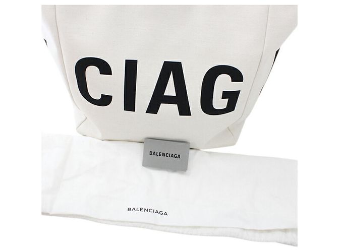 Borsa Tote Balenciaga in tela e pelle Nero Bianco sporco - vista 16