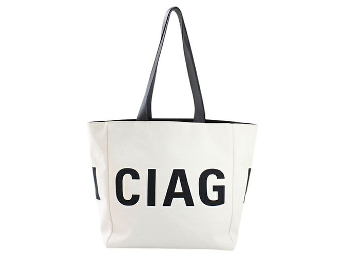 Borsa Tote Balenciaga in tela e pelle Nero Bianco sporco - vista 2