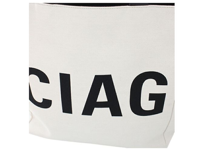 Borsa Tote Balenciaga in tela e pelle Nero Bianco sporco - vista 6