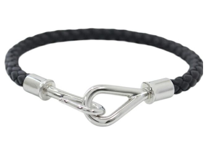 Hermès Bracciale Hermes Jumbo H Charm in pelle Swift nera Nero - vista 3