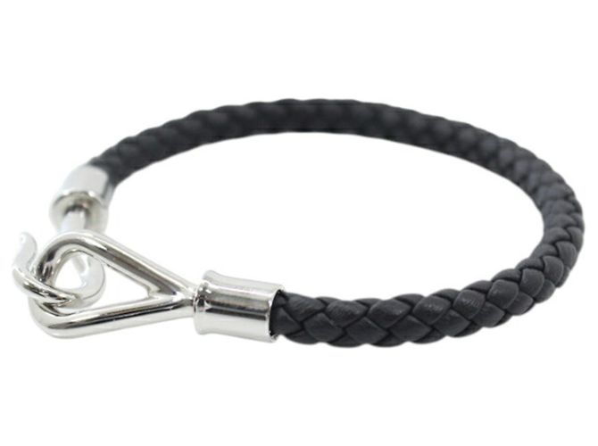 Hermès Bracciale Hermes Jumbo H Charm in pelle Swift nera Nero - vista 4